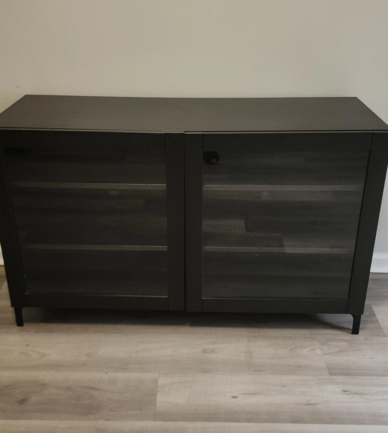 Dark Brown Media Console /TV Stand  with Glass Doors