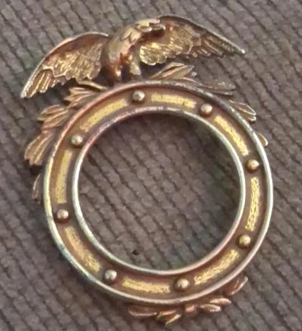 Vintage Gold Tone Eagle Circular Photo Frame Brooch