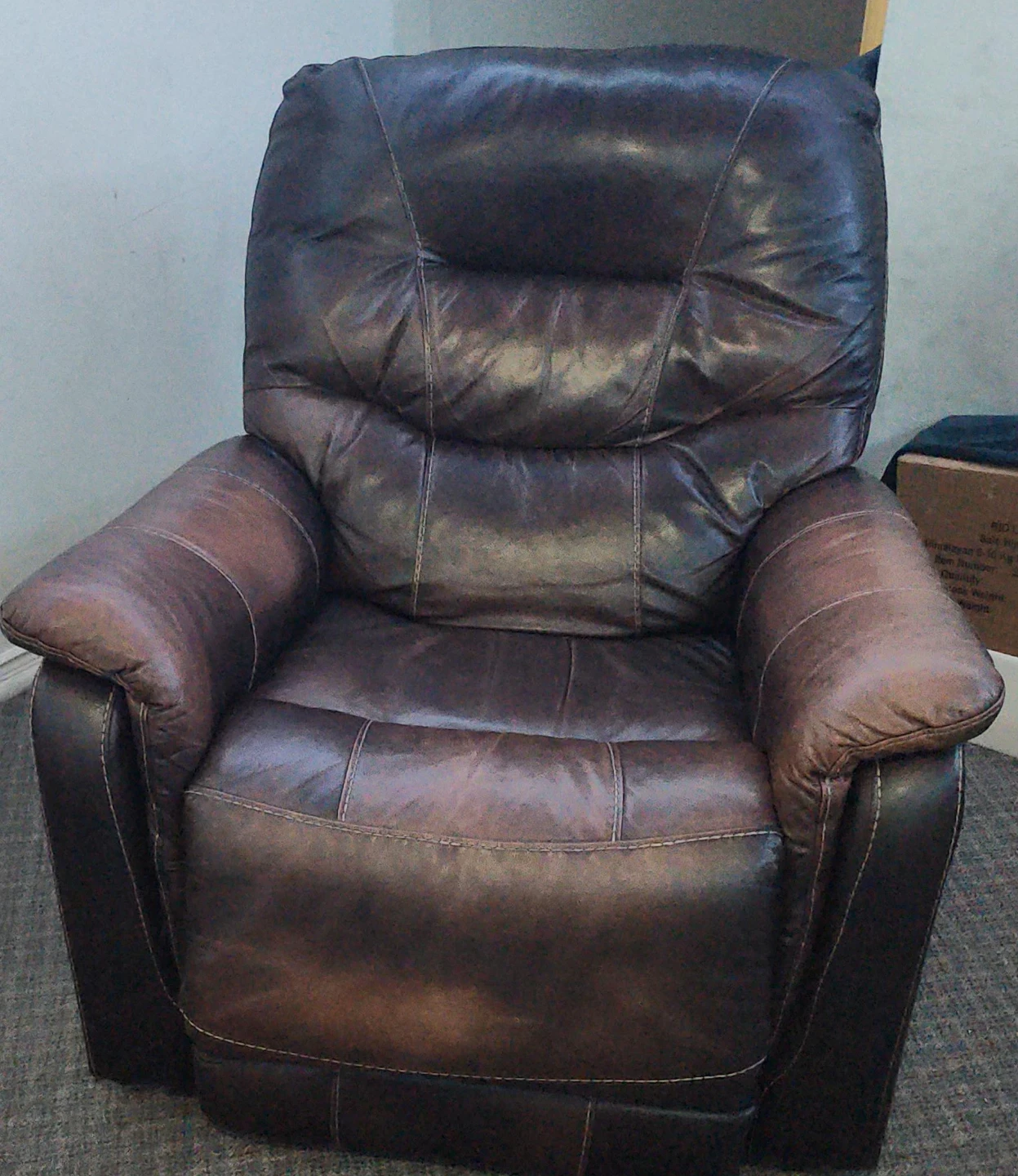 Brown Leather Recliner Chair with Side Pocket