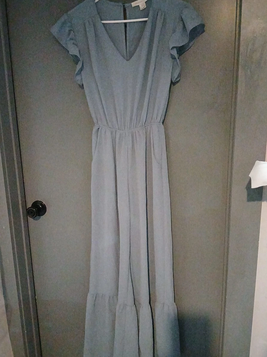 Monteau Los Angeles Blue Ruffle Sleeve Maxi jumper