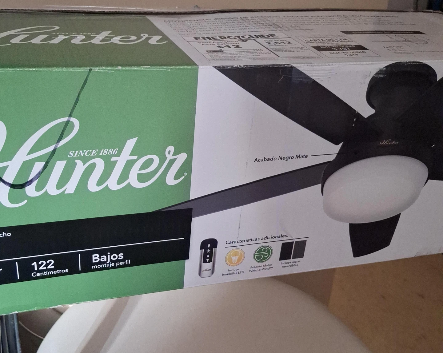 Hunter 122 cm Matte Black Ceiling Fan with LED Light