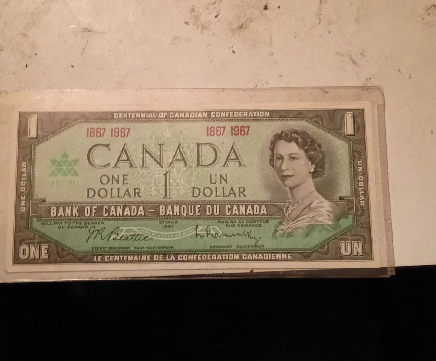 1 dollar Canada bill 1867 1967 -20 obo