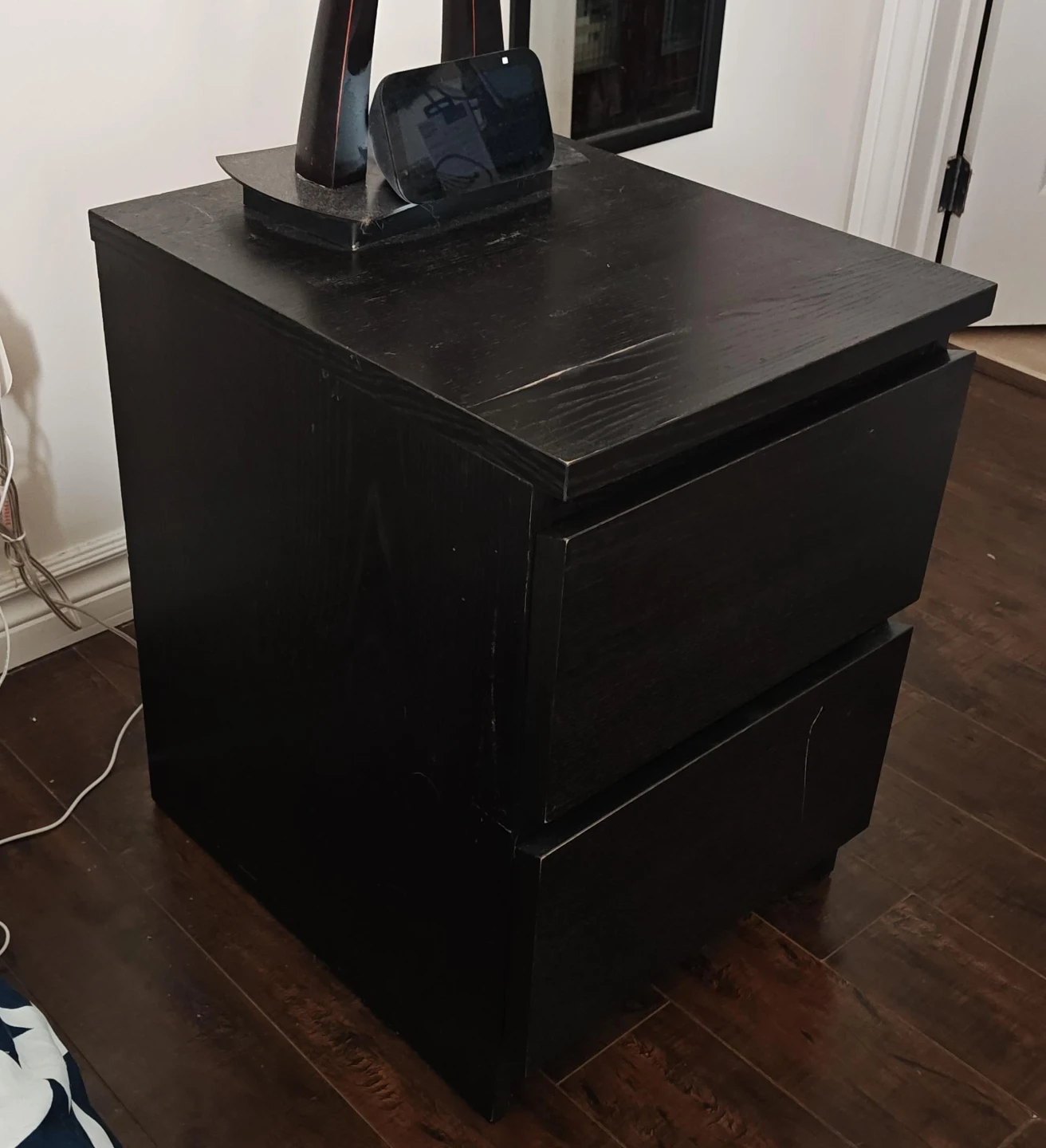 Black 2-Drawer Nightstand