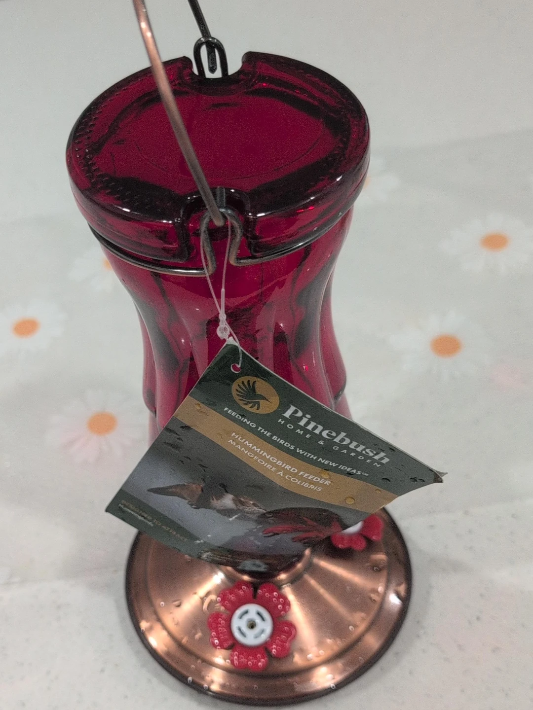 Pinebush Home & Garden Glass Hummingbird Feeder