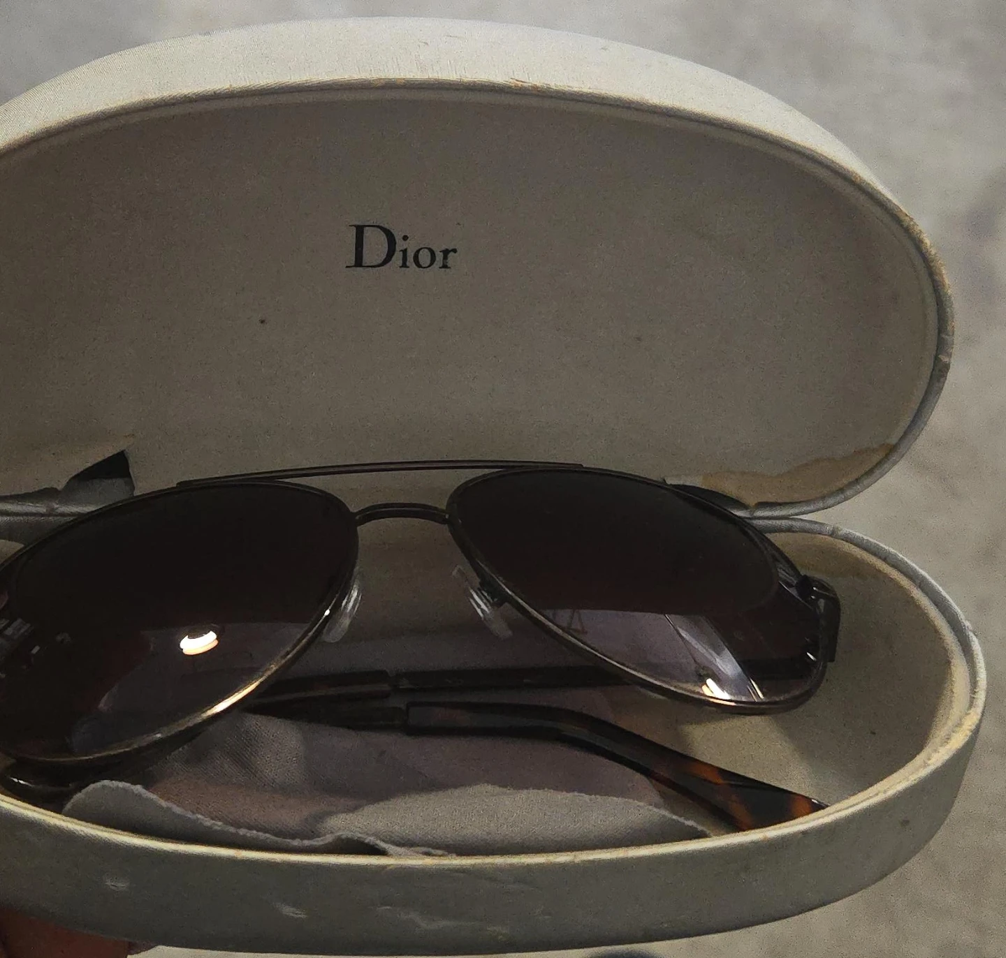 Aviator Sunglasses + Dior Storage Case Bundle