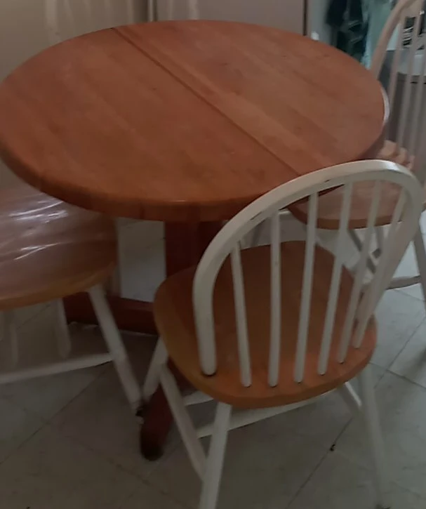 Round Drop Leaf Dining Table - Wood - photo 2