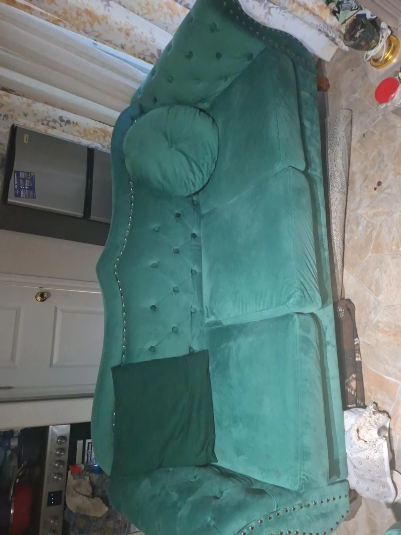 Emerald Green Velvet Tufted Sofa