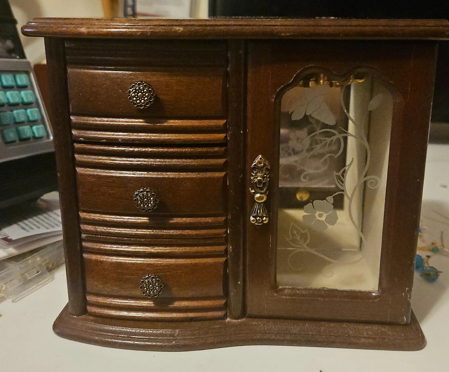 Wooden Jewelry Box Organizer with Mirror