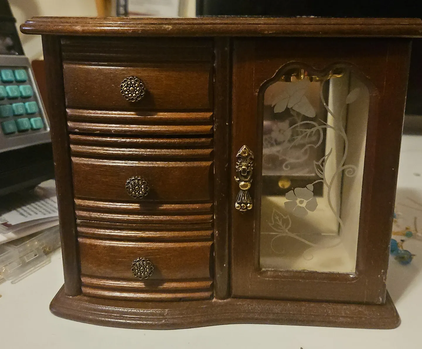 Wooden Jewelry Box Organizer with Mirror