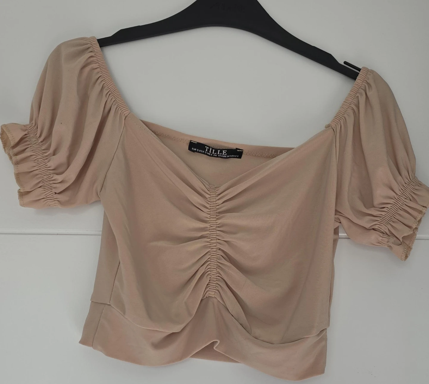 Tille Ruched Off-Shoulder Top - Beige