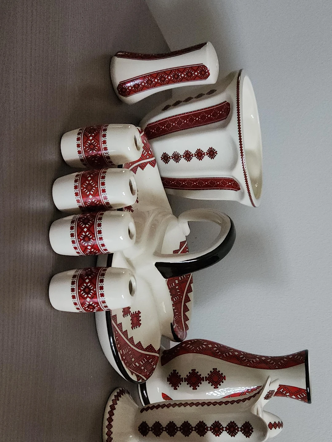 Ceramic Coffee Mug Set with Tray