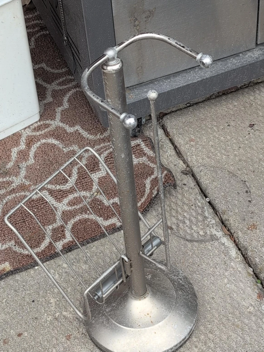 Silver Magazine Rack and Toilet Paper Holder Stand