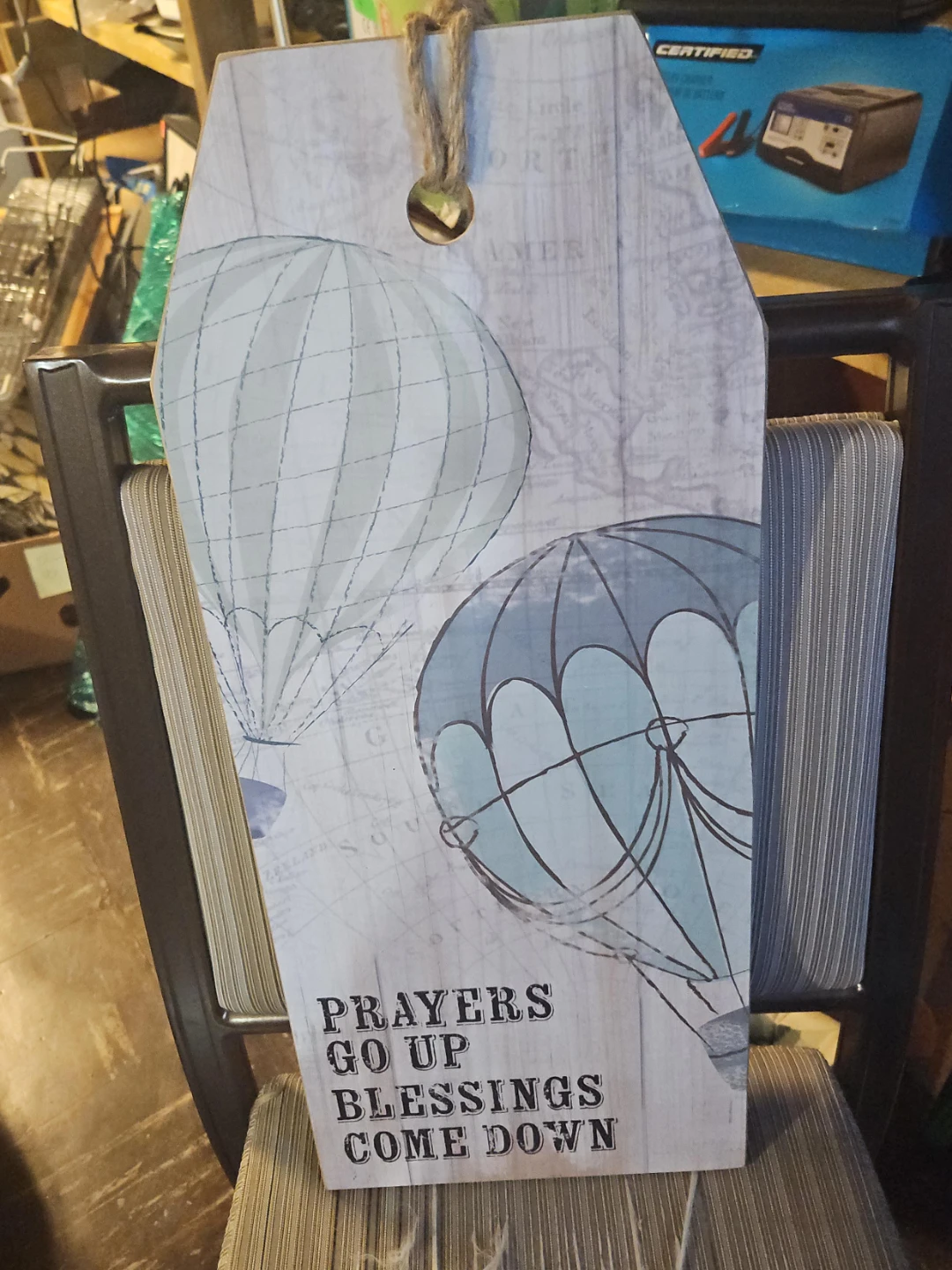 Decorative Wooden Sign with Hot Air Balloons