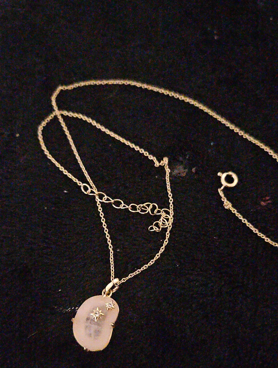 Gold Necklace with Rose Quartz Pendant