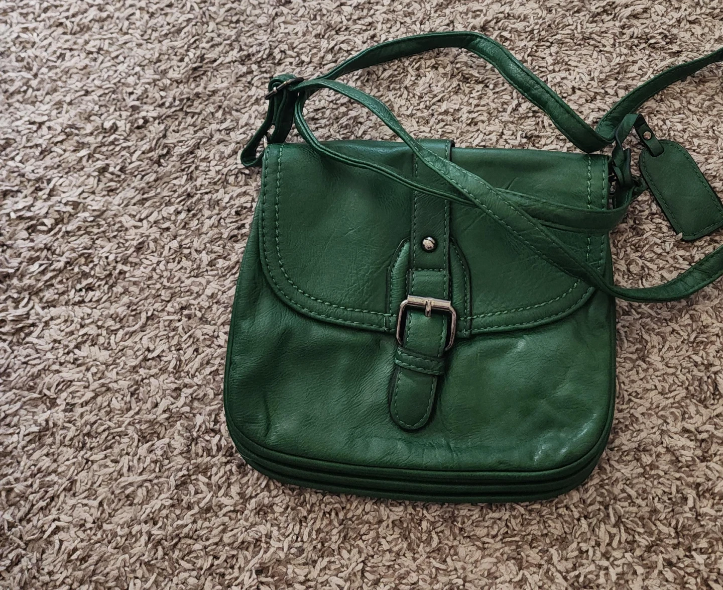 Green Leather Crossbody Purse