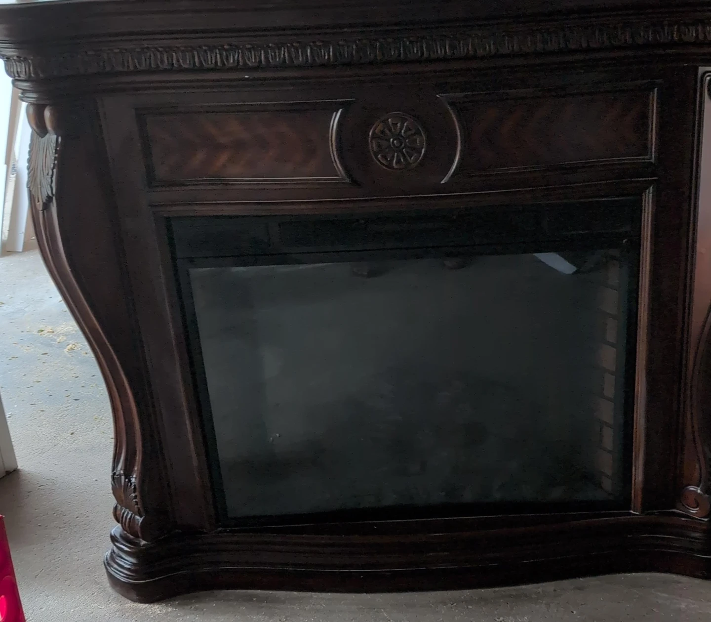 Dark Wood Electric Fireplace no remote