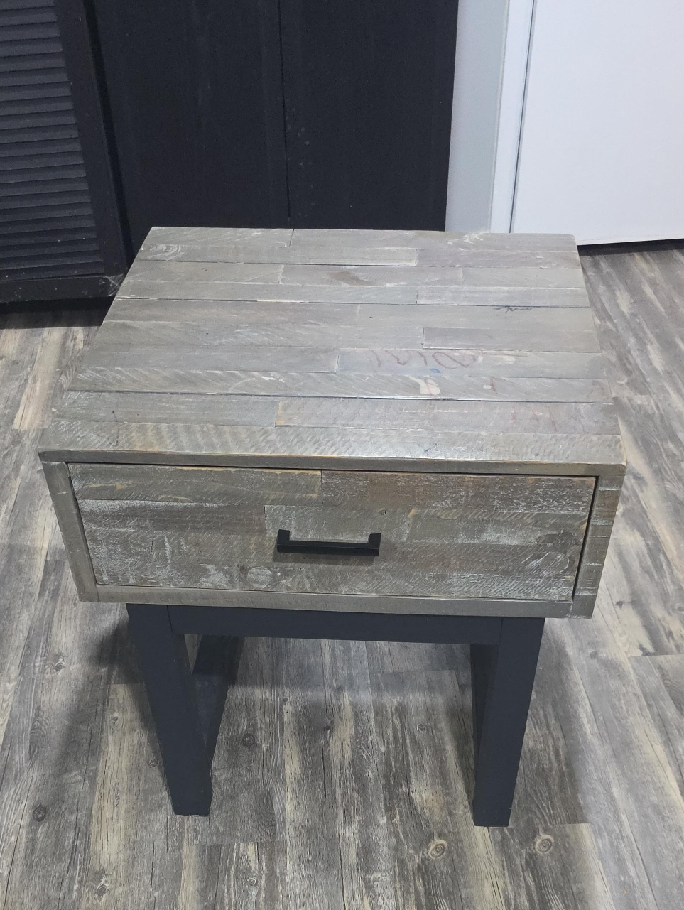 Rustic Wood End Table with Drawer