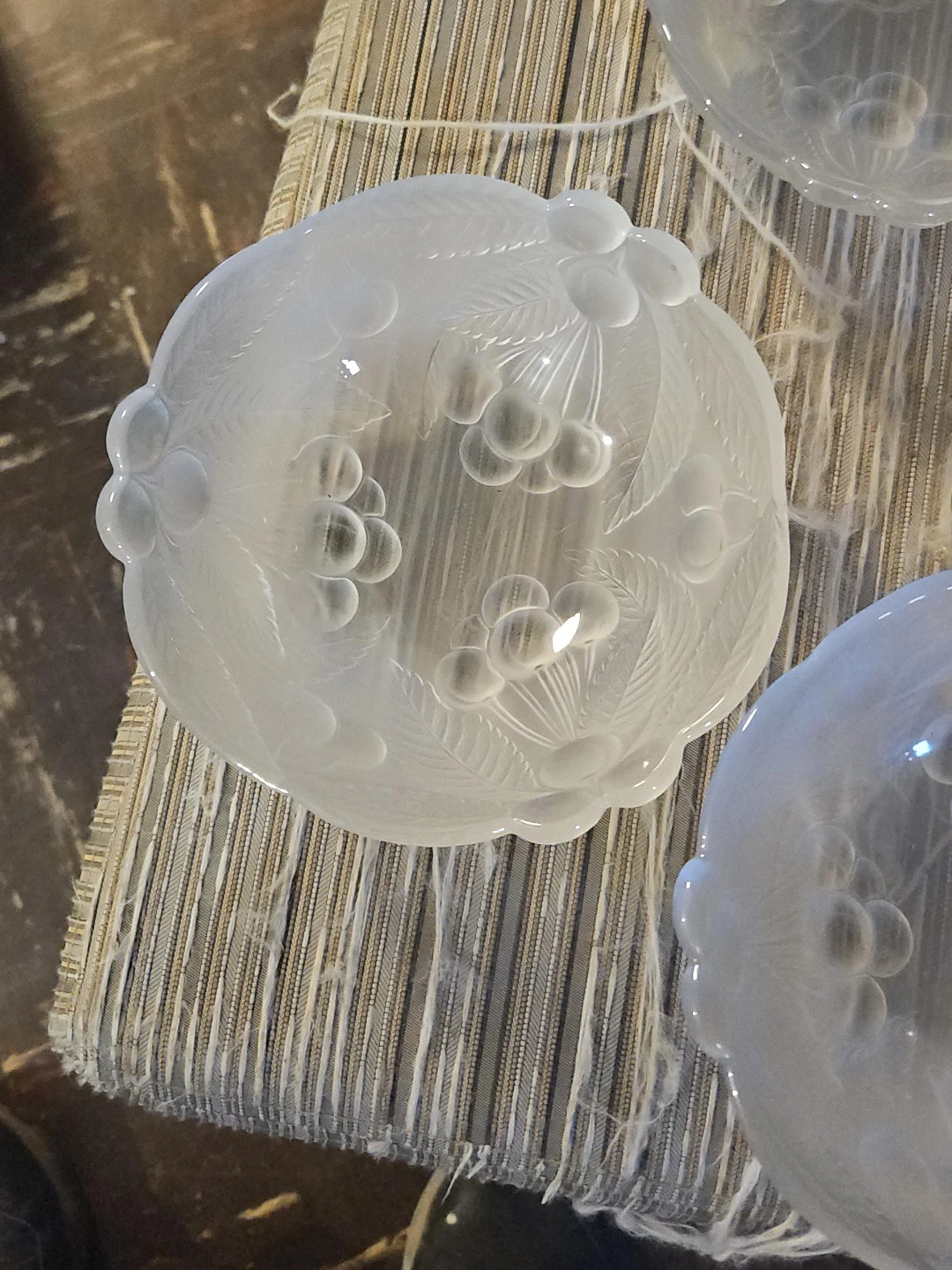 Set of 5 Frosted Glass Cherry Dessert Bowls