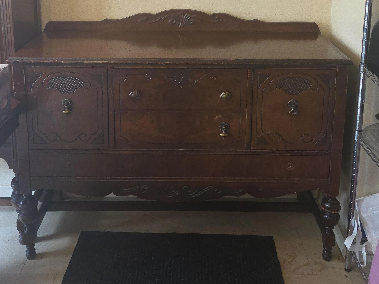 Antique Wood Sideboard Buffet