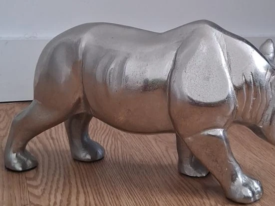 Silver Rhinoceros Sculpture - photo 3