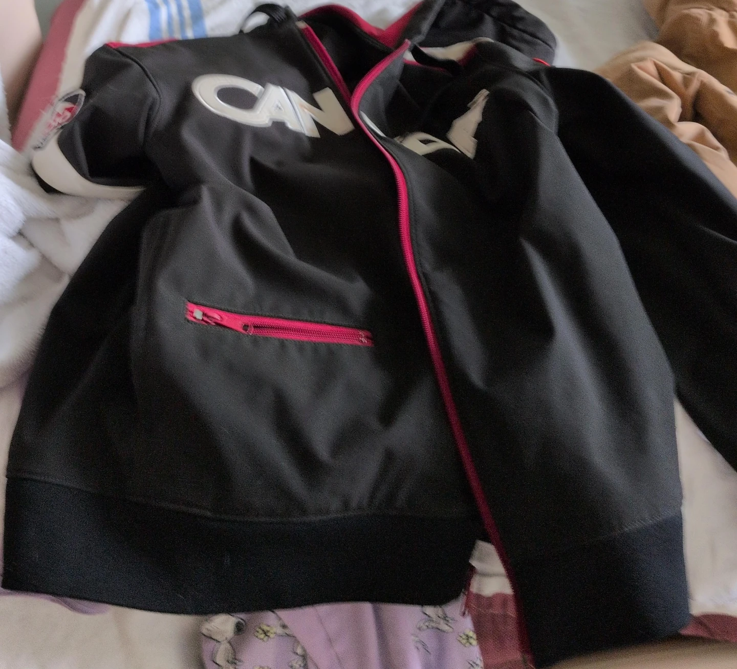 Canada Black Zip-Up Hoodie with Pink Accents