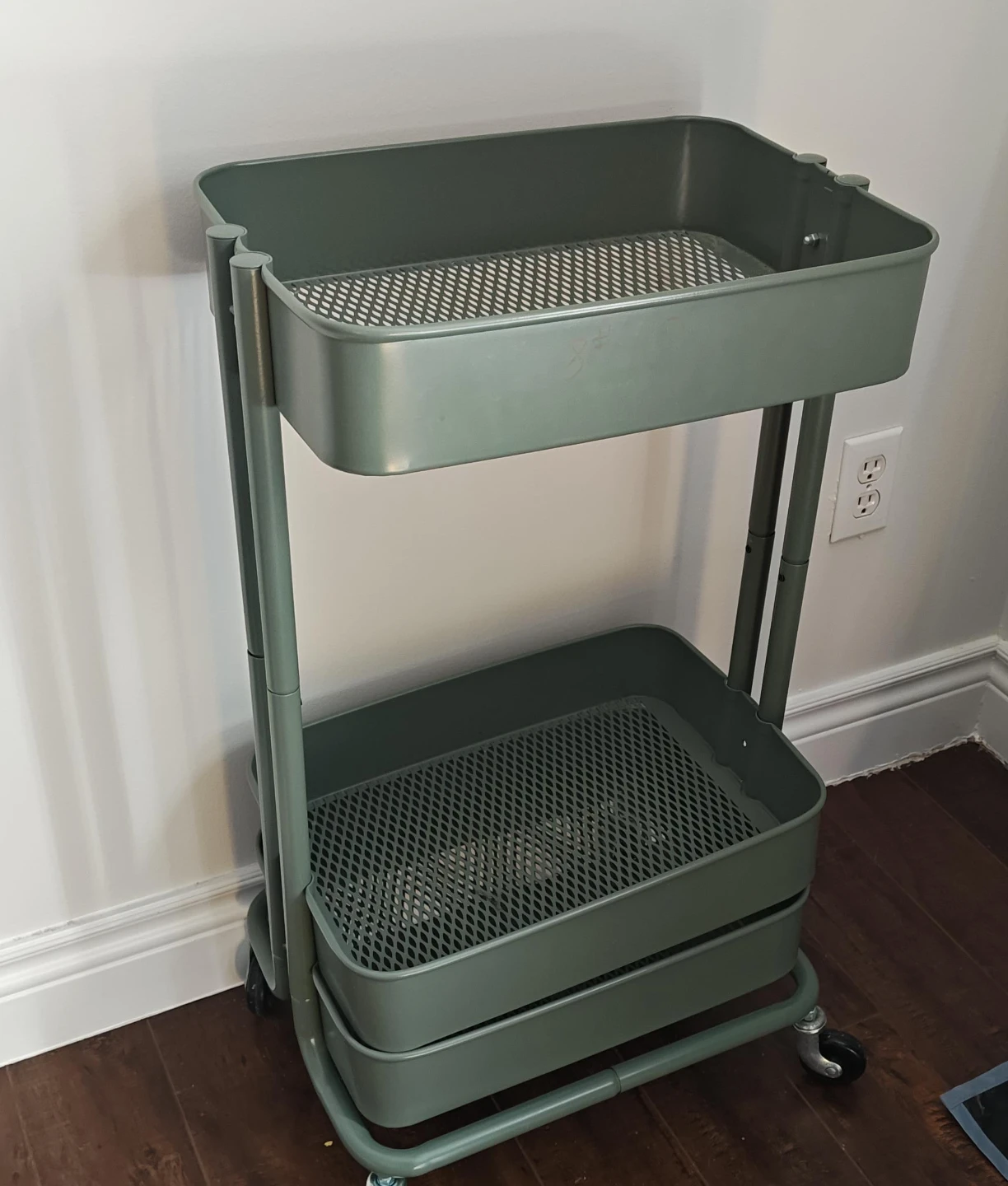 Sage Green 3-Tier Rolling Cart