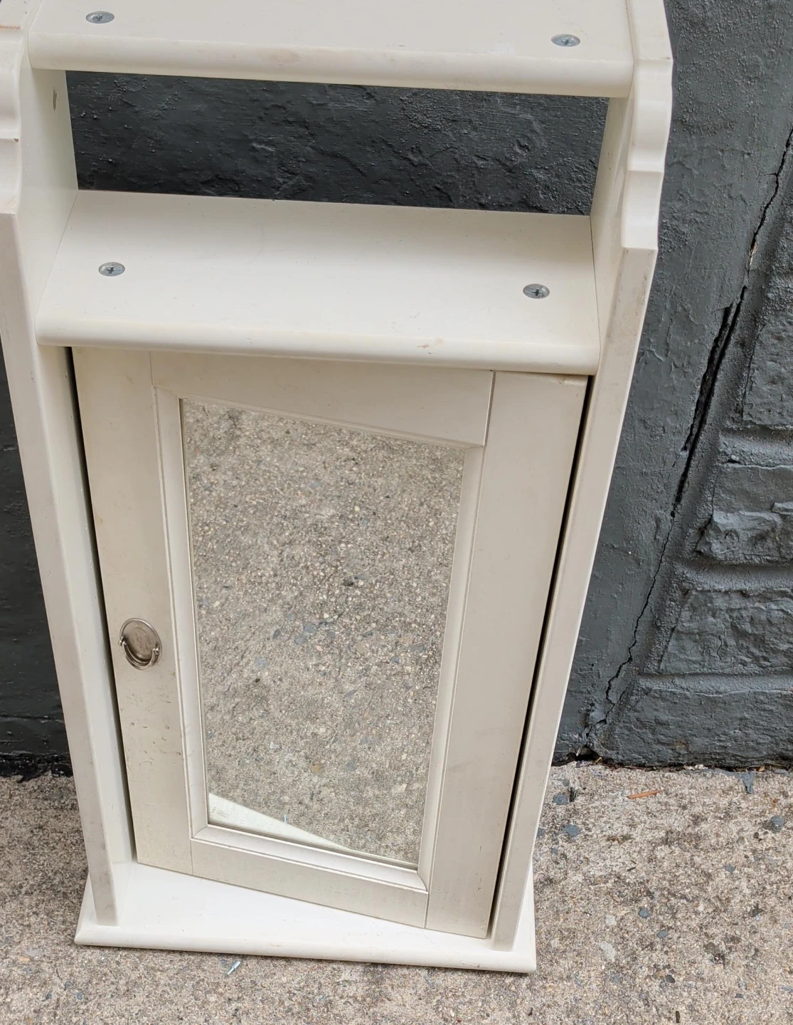 White Medicine Cabinet with Mirrored Door