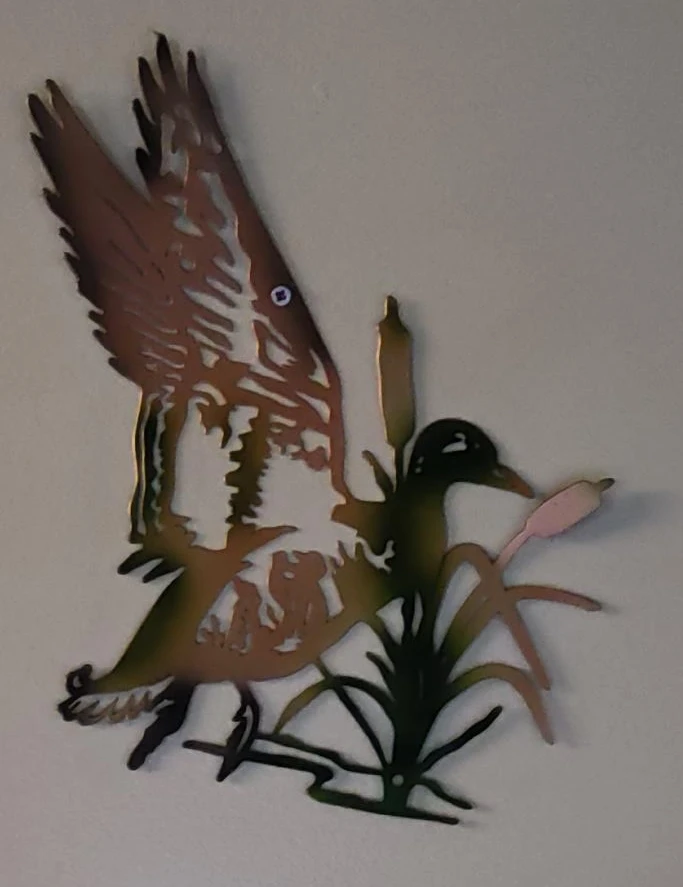 Metal Duck and Cattails Wall Art