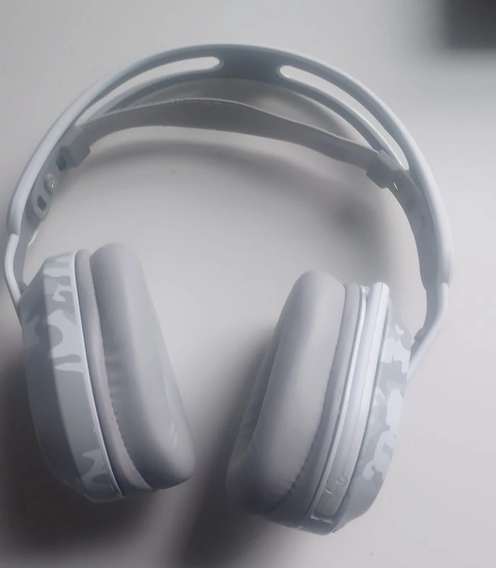 White Camo Wireless Headphones with mic
