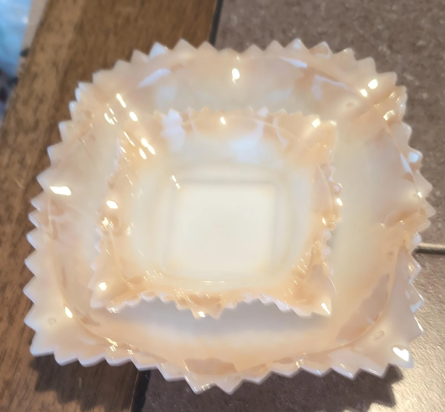 Milk Glass Square Dishes (Set of 2)