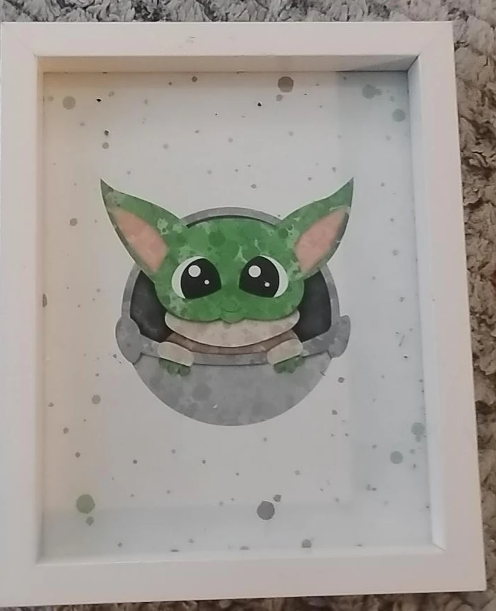 Framed Baby Yoda Art Print