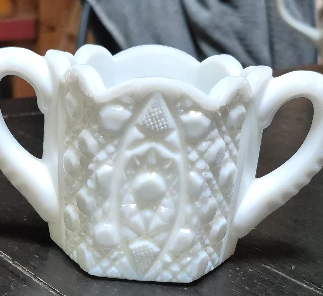 White Milk Glass Sugar Bowl