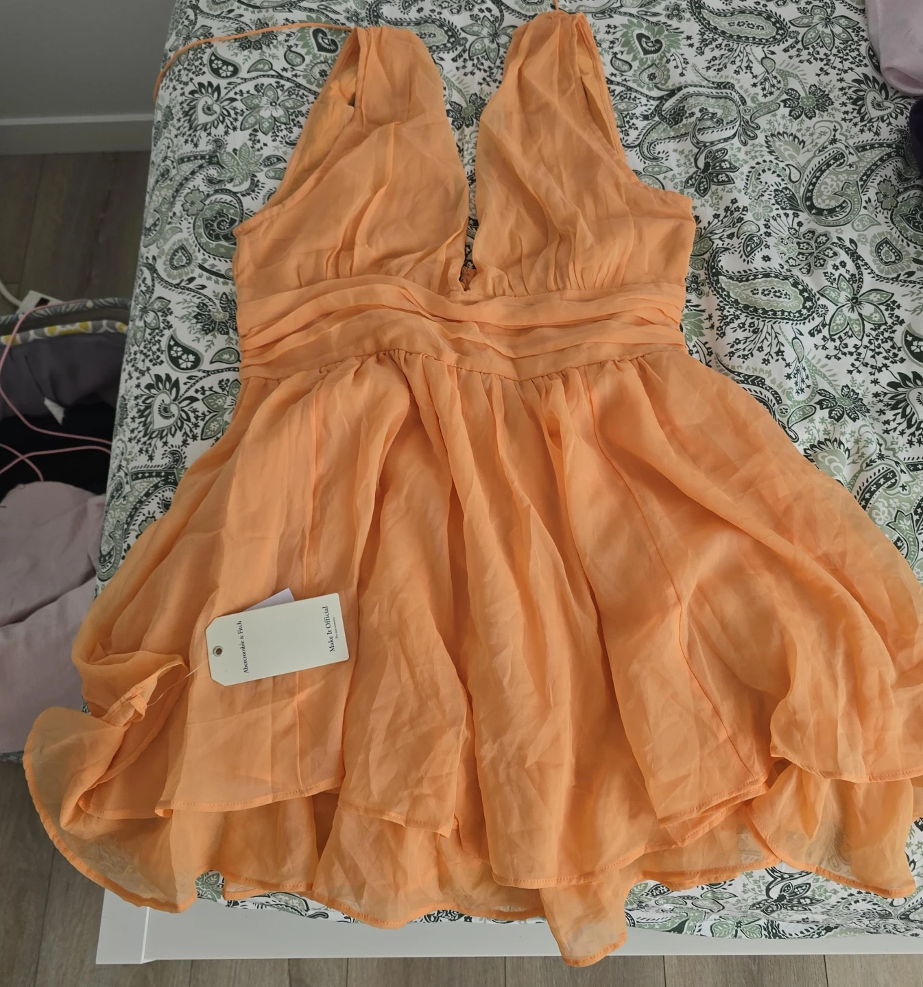 Abercrombie & Fitch Orange Halter Dress - Medium