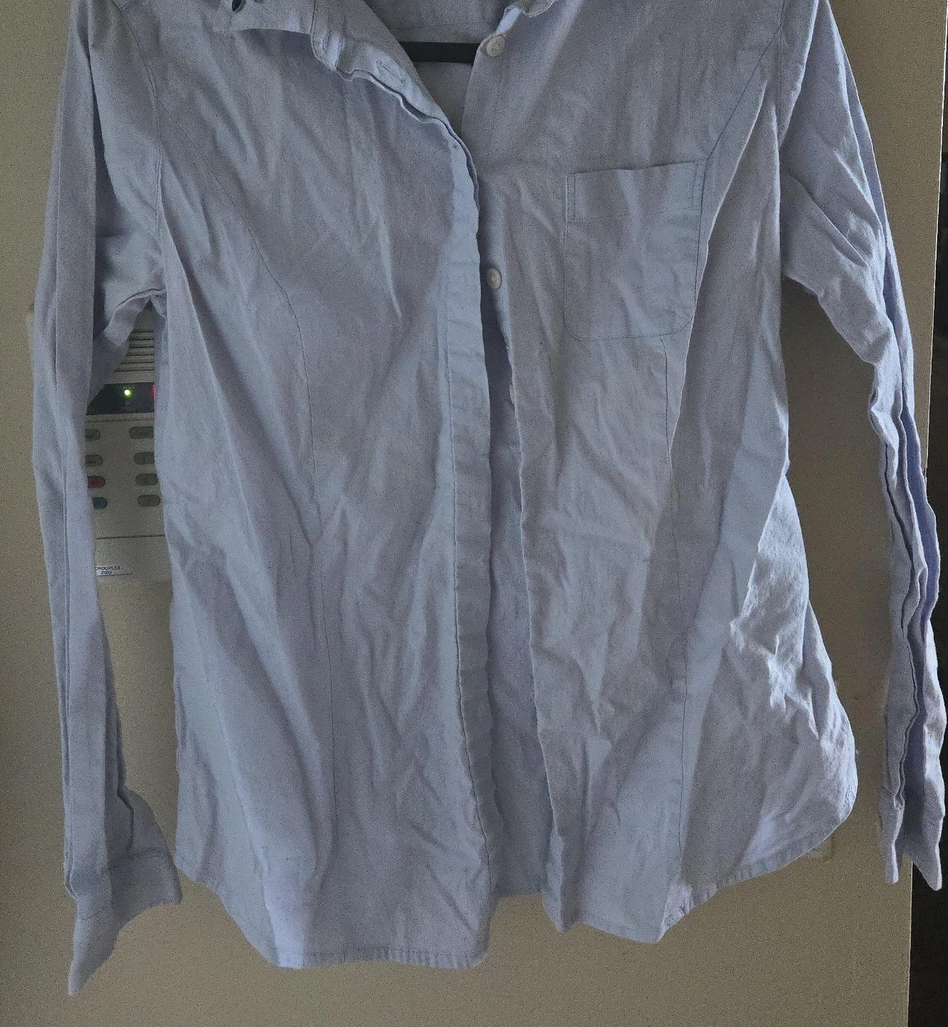 Light Blue Button-Up Shirt with Embellished Collar - photo 3