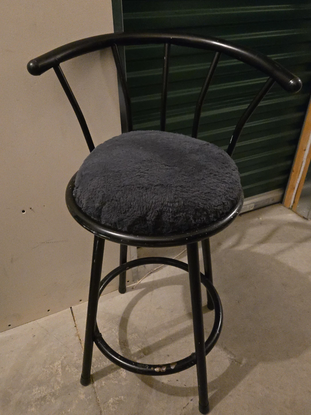 Black Swivel Bar Stool with Grey Cushion