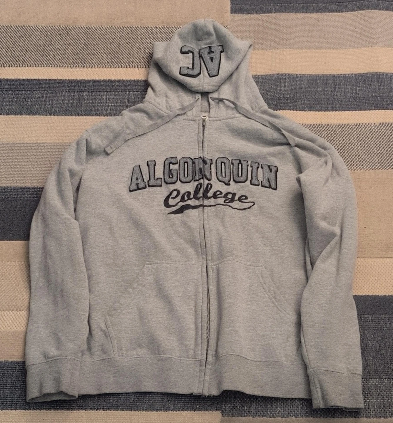 Algonquin College Grey Zip-Up Hoodie