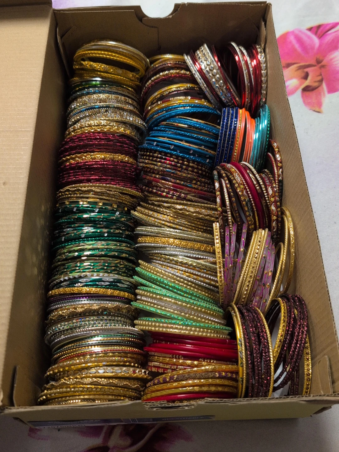 Assorted Colorful Metal Bangle Set