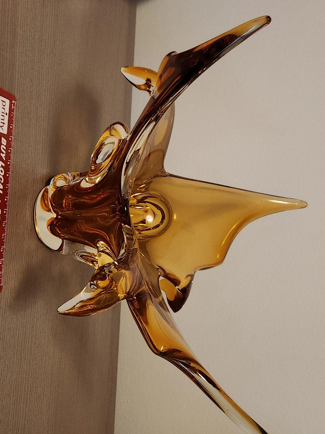 Amber Glass Butterfly Bowl