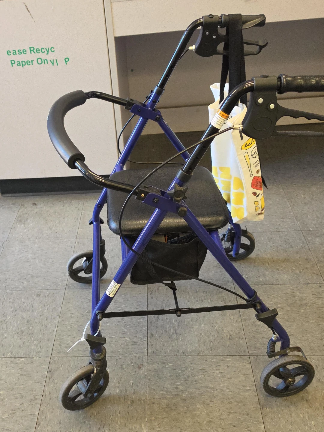 Blue 4-Wheel Walker with Seat