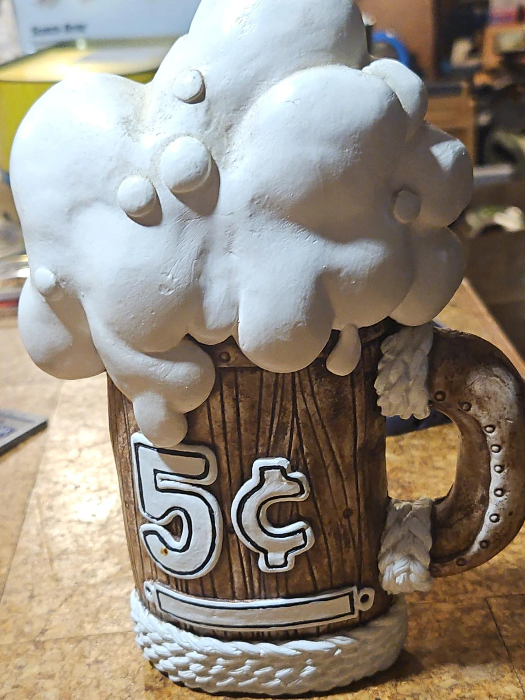 Decorative Beer Mug with "5¢" Emblem