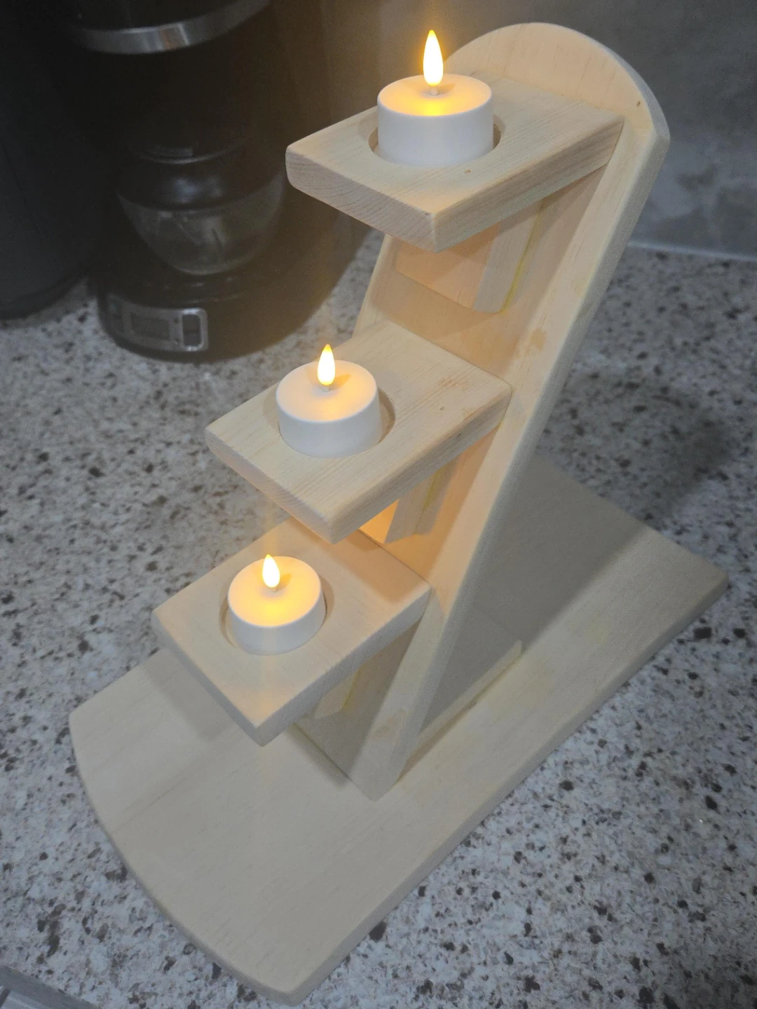 Wooden 3-Tier Tea Light Candle Holder