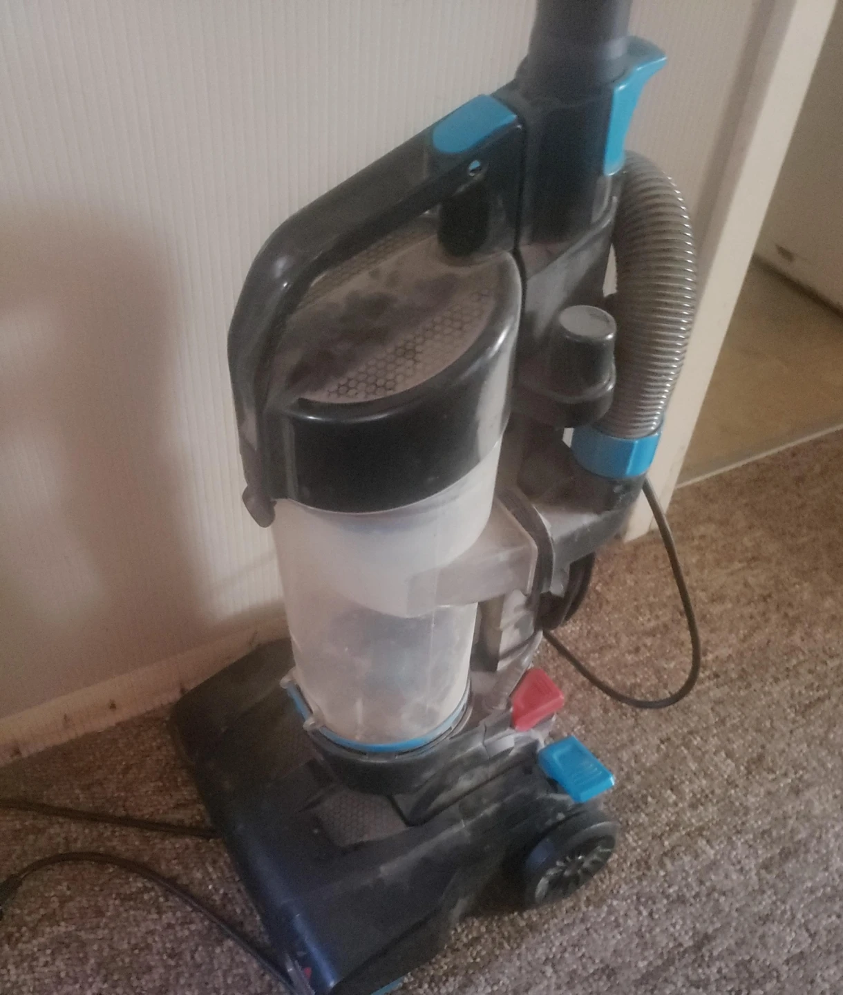 Black and Blue Upright Vacuum Cleaner