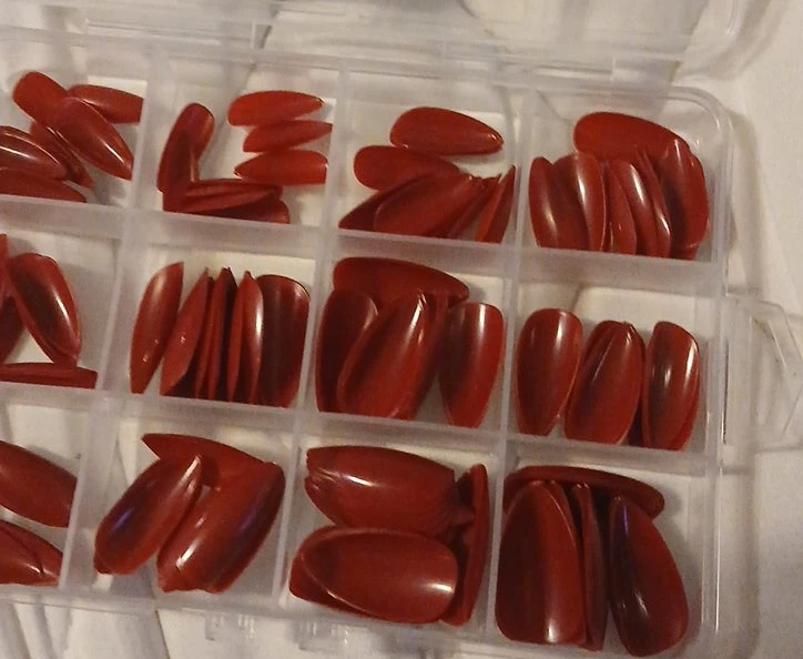 Red Press-On Nails Set with nail glue