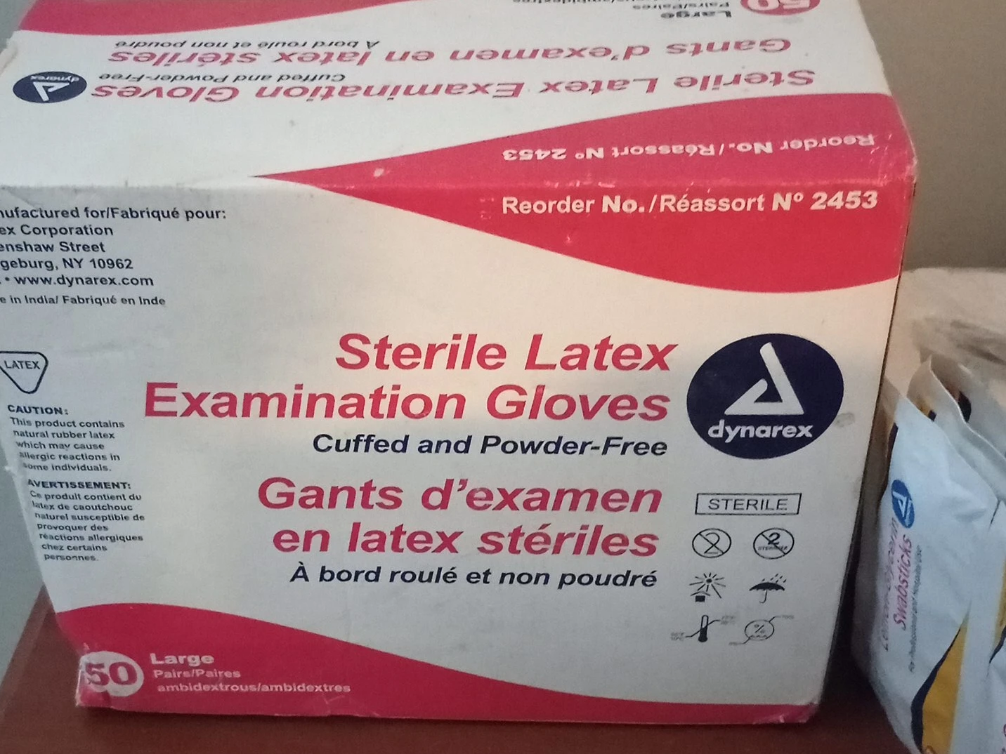 Dynarex Sterile Latex Examination Gloves - Large (50 Pairs)