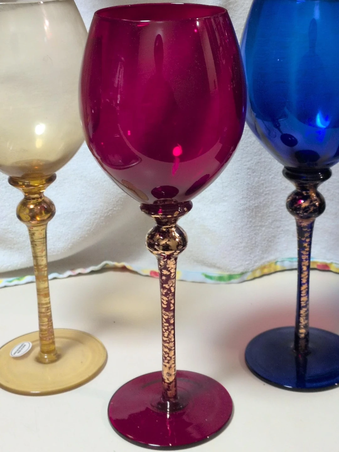 Bombay Set of 3 Colored Wine Glasses