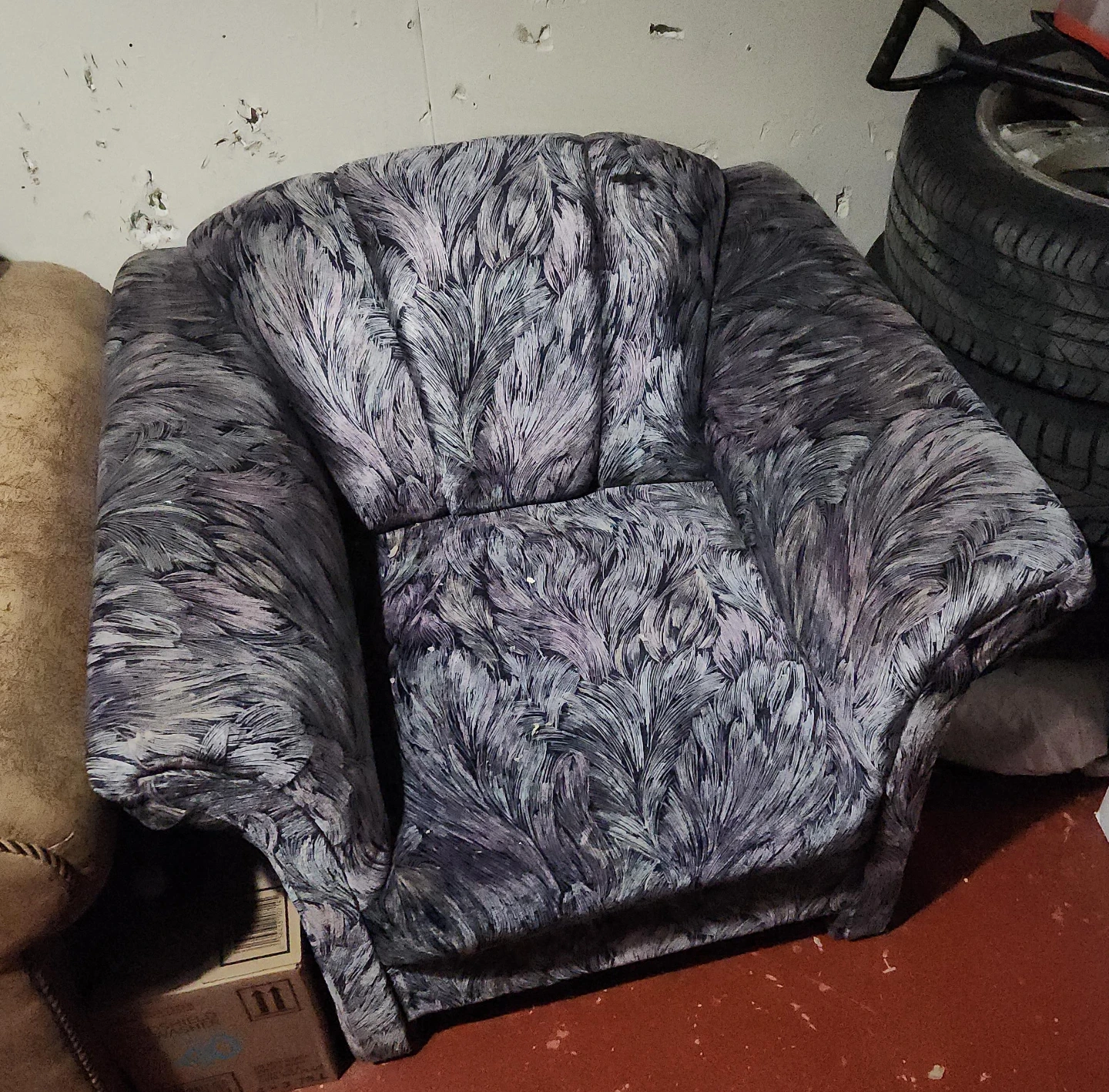 Armchair with patterned upholstery