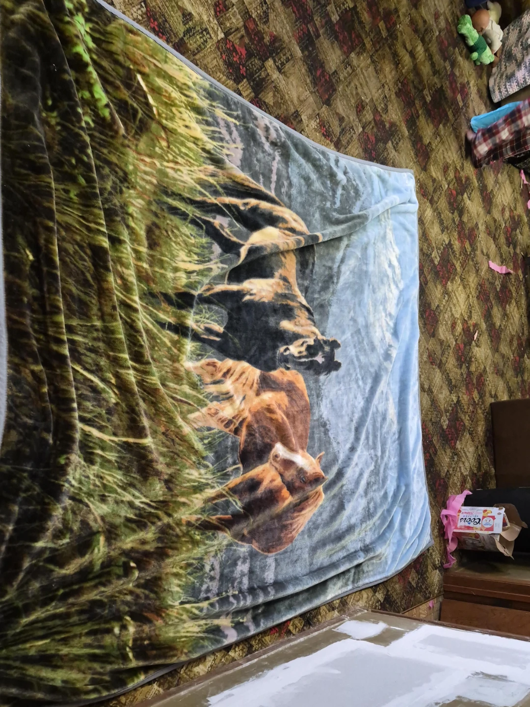 Fleece Throw Blanket with Horse Scene