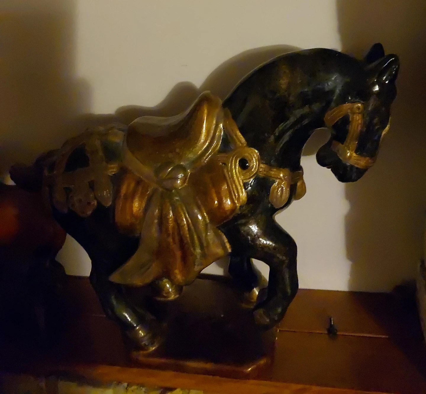 Decorative Black and Gold Horse Figurine