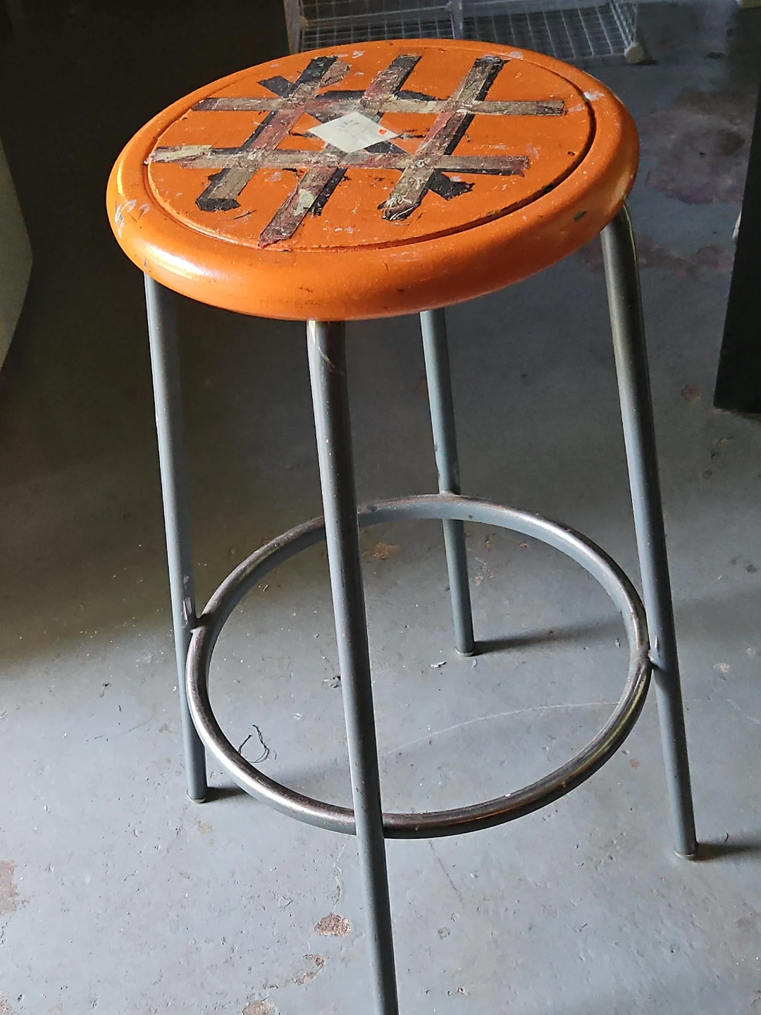 Orange Stool with Metal Legs