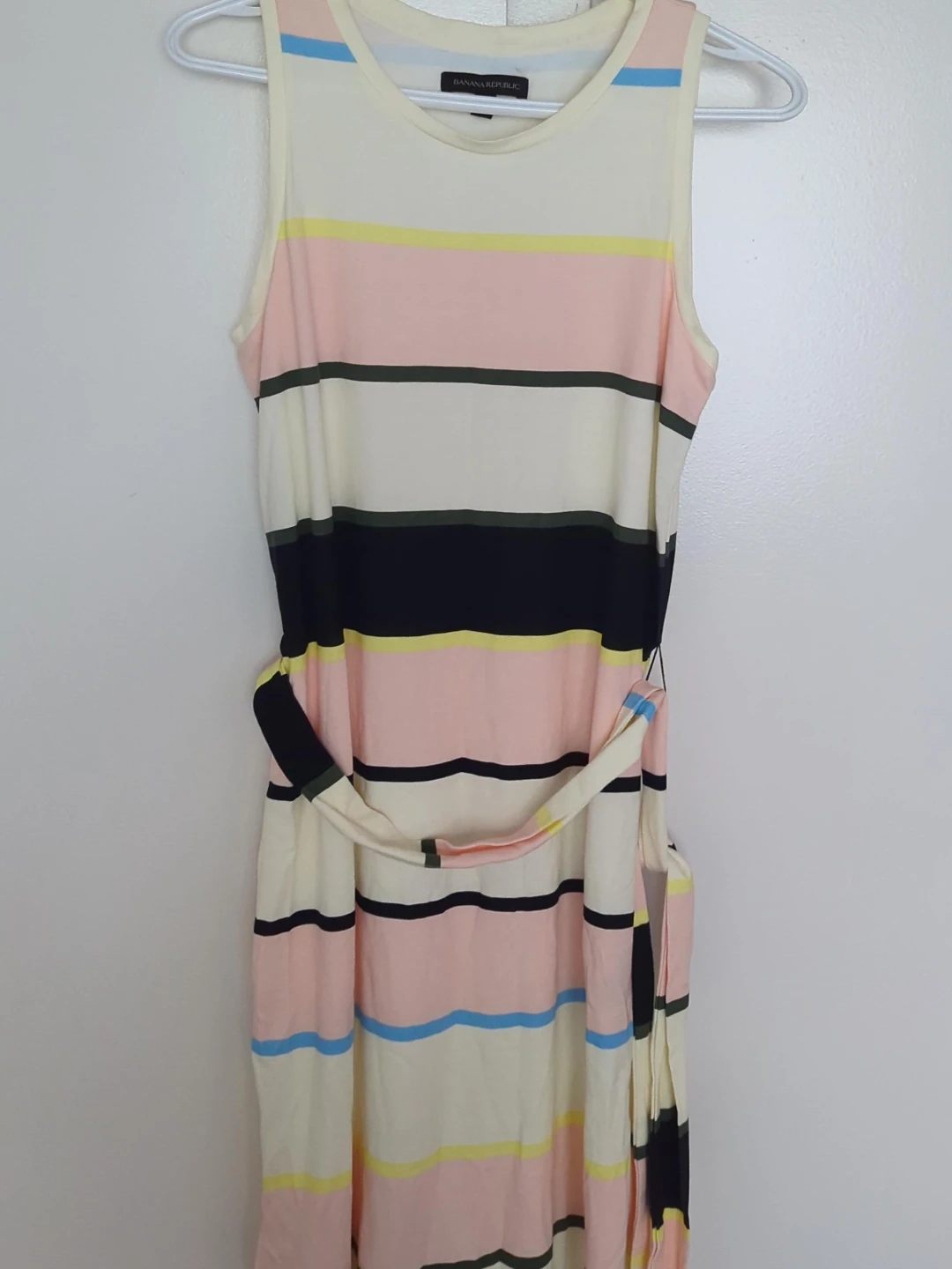 Banana Republic Striped Sleeveless Midi Dress with Belt